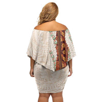 Aloha Hawaii Mikioi Lei Family Matching Off Shoulder Short Dress and Hawaiian Shirt Cattail Red Tropical Flower Pattern - Polynesian Pride