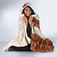 Aloha Hawaii Mikioi Lei Hooded Blanket Cattail Red Tropical Flower Pattern - Polynesian Pride