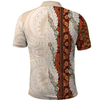 Aloha Hawaii Mikioi Lei Polo Shirt Cattail Red Tropical Flower Pattern - Polynesian Pride