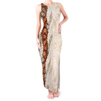 Aloha Hawaii Mikioi Lei Tank Maxi Dress Cattail Red Tropical Flower Pattern - Polynesian Pride