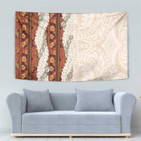 Aloha Hawaii Mikioi Lei Tapestry Cattail Red Tropical Flower Pattern - Polynesian Pride
