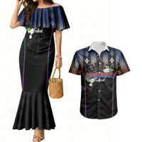Mabuhay Philippines Festival Couples Matching Mermaid Dress and Hawaiian Shirt Filipino Map Sampaguita Igorot Pattern LT14 Black - Polynesian Pride