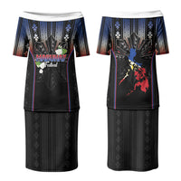 Mabuhay Philippines Festival Family Matching Puletasi and Hawaiian Shirt Filipino Map Sampaguita Igorot Pattern LT14 Mom's Dress Black - Polynesian Pride