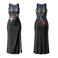 Mabuhay Philippines Festival Family Matching Tank Maxi Dress and Hawaiian Shirt Filipino Map Sampaguita Igorot Pattern LT14 Mom's Dress Black - Polynesian Pride