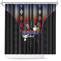 Mabuhay Philippines Festival Shower Curtain Filipino Map Sampaguita Igorot Pattern LT14 Black - Polynesian Pride