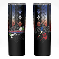 Mabuhay Philippines Festival Skinny Tumbler Filipino Map Sampaguita Igorot Pattern LT14 Black - Polynesian Pride