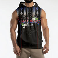 Mabuhay Philippines Festival Sleeveless Zip Hoodie Filipino Map Sampaguita Igorot Pattern LT14 - Polynesian Pride
