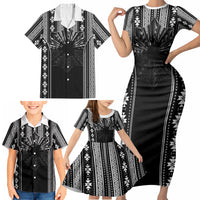 Mabuhay Philippines Festival Family Matching Short Sleeve Bodycon Dress and Hawaiian Shirt Filipino Map Black White Igorot Pattern LT14 - Polynesian Pride