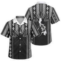 Mabuhay Philippines Festival Family Matching Short Sleeve Bodycon Dress and Hawaiian Shirt Filipino Map Black White Igorot Pattern LT14 Son's Shirt Black - Polynesian Pride