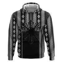 Mabuhay Philippines Festival Hoodie Filipino Map Black White Igorot Pattern LT14 Pullover Hoodie Black - Polynesian Pride