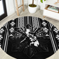Mabuhay Philippines Festival Round Carpet Filipino Map Black White Igorot Pattern LT14 Black - Polynesian Pride