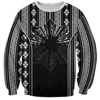 Mabuhay Philippines Festival Sweatshirt Filipino Map Black White Igorot Pattern LT14 Unisex Black - Polynesian Pride