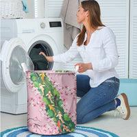 Koi Fish Sakura Japan Laundry Basket Eternal Flow Cherry Blossom Seigaiha Pattern