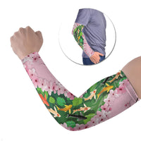 Koi Fish Sakura Japan Arm Sleeves Eternal Flow Cherry Blossom Seigaiha Pattern