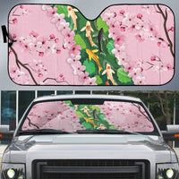 Koi Fish Sakura Japan Auto Sun Shade Eternal Flow Cherry Blossom Seigaiha Pattern