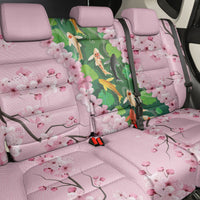 Koi Fish Sakura Japan Back Car Seat Cover Eternal Flow Cherry Blossom Seigaiha Pattern