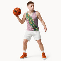Koi Fish Sakura Japan Basketball Jersey Eternal Flow Cherry Blossom Seigaiha Pattern