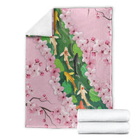 Koi Fish Sakura Japan Blanket Eternal Flow Cherry Blossom Seigaiha Pattern