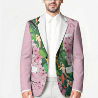 Koi Fish Sakura Japan Blazer Eternal Flow Cherry Blossom Seigaiha Pattern