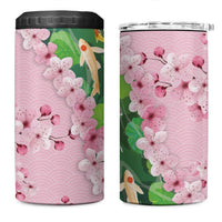 Koi Fish Sakura Japan 4 in 1 Can Cooler Tumbler Eternal Flow Cherry Blossom Seigaiha Pattern