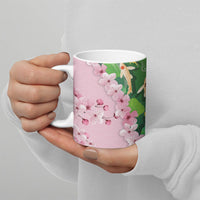 Koi Fish Sakura Japan Ceramic Mug Eternal Flow Cherry Blossom Seigaiha Pattern