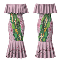 Koi Fish Sakura Japan Family Matching Mermaid Dress and Hawaiian Shirt Eternal Flow Cherry Blossom Seigaiha Pattern