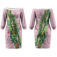 Koi Fish Sakura Japan Family Matching Off The Shoulder Long Sleeve Dress and Hawaiian Shirt Eternal Flow Cherry Blossom Seigaiha Pattern