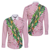 Koi Fish Sakura Japan Family Matching Off Shoulder Maxi Dress and Hawaiian Shirt Eternal Flow Cherry Blossom Seigaiha Pattern