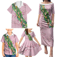 Koi Fish Sakura Japan Family Matching Puletasi and Hawaiian Shirt Eternal Flow Cherry Blossom Seigaiha Pattern