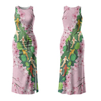 Koi Fish Sakura Japan Family Matching Tank Maxi Dress and Hawaiian Shirt Eternal Flow Cherry Blossom Seigaiha Pattern