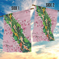 Koi Fish Sakura Japan Garden Flag Eternal Flow Cherry Blossom Seigaiha Pattern