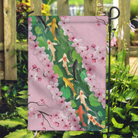 Koi Fish Sakura Japan Garden Flag Eternal Flow Cherry Blossom Seigaiha Pattern