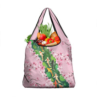Koi Fish Sakura Japan Grocery Bag Eternal Flow Cherry Blossom Seigaiha Pattern