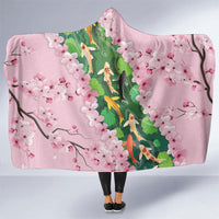 Koi Fish Sakura Japan Hooded Blanket Eternal Flow Cherry Blossom Seigaiha Pattern