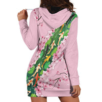 Koi Fish Sakura Japan Hoodie Dress Eternal Flow Cherry Blossom Seigaiha Pattern