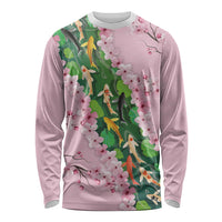Koi Fish Sakura Japan Long Sleeve Shirt Eternal Flow Cherry Blossom Seigaiha Pattern