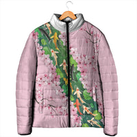 Koi Fish Sakura Japan Padded Jacket Eternal Flow Cherry Blossom Seigaiha Pattern