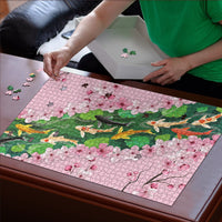 Koi Fish Sakura Japan Puzzle Eternal Flow Cherry Blossom Seigaiha Pattern
