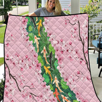 Koi Fish Sakura Japan Quilt Eternal Flow Cherry Blossom Seigaiha Pattern