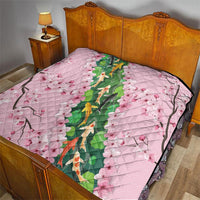 Koi Fish Sakura Japan Quilt Eternal Flow Cherry Blossom Seigaiha Pattern