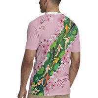 Koi Fish Sakura Japan Rugby Jersey Eternal Flow Cherry Blossom Seigaiha Pattern