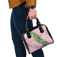 Koi Fish Sakura Japan Shoulder Handbag Eternal Flow Cherry Blossom Seigaiha Pattern