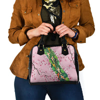 Koi Fish Sakura Japan Shoulder Handbag Eternal Flow Cherry Blossom Seigaiha Pattern
