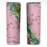 Koi Fish Sakura Japan Skinny Tumbler Eternal Flow Cherry Blossom Seigaiha Pattern