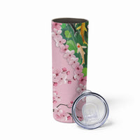 Koi Fish Sakura Japan Skinny Tumbler Eternal Flow Cherry Blossom Seigaiha Pattern
