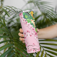 Koi Fish Sakura Japan Skinny Tumbler Eternal Flow Cherry Blossom Seigaiha Pattern