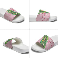 Koi Fish Sakura Japan Slide Sandals Eternal Flow Cherry Blossom Seigaiha Pattern