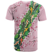 Koi Fish Sakura Japan T Shirt Eternal Flow Cherry Blossom Seigaiha Pattern