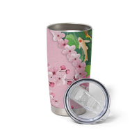 Koi Fish Sakura Japan Tumbler Cup Eternal Flow Cherry Blossom Seigaiha Pattern