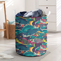 Japan Koinobori Laundry Basket Japanese Koi Flag Waves Pattern